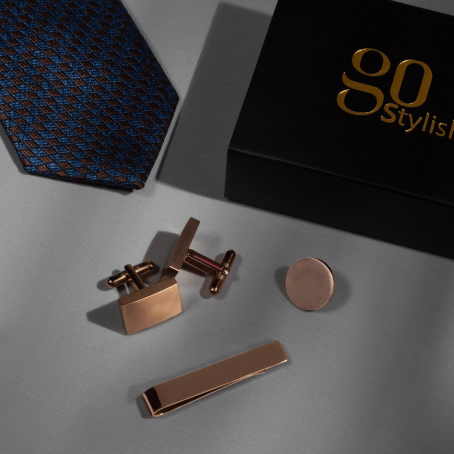 ⁦Tie Bar , Cufflinks , Lapel Pin – Rose Gold⁩ - الصورة ⁦2⁩